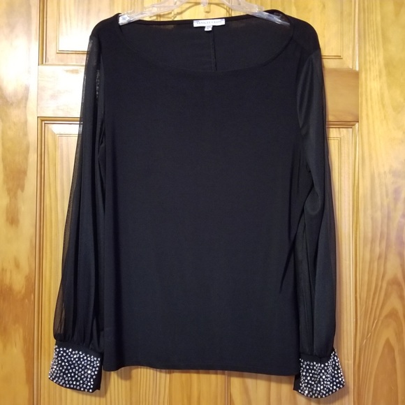 Fancy top sheer sleeves with rhinestones on cuffs - Picture 1 of 7